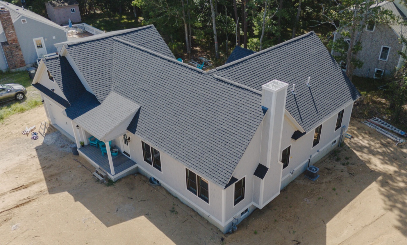 Aerial view of a new Cape Cod home wired by Daniel Sinclair Electrician