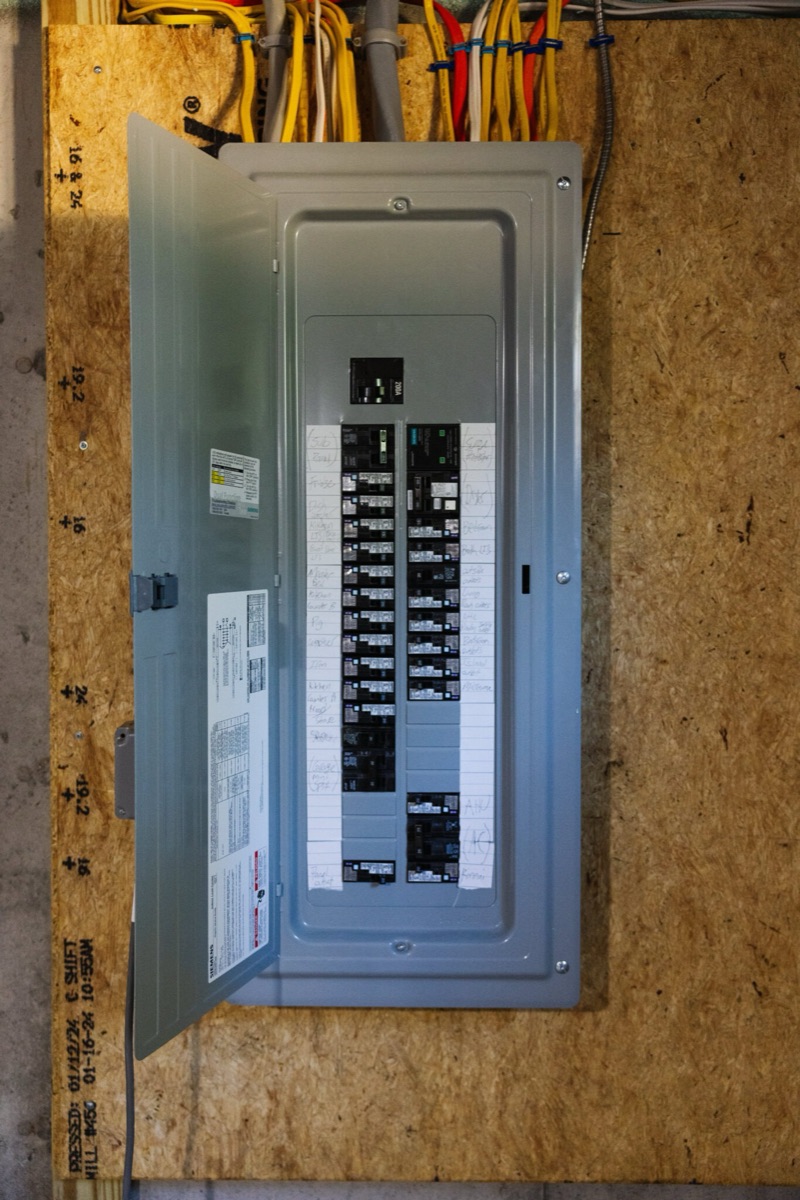 Newly installed electrical service panel